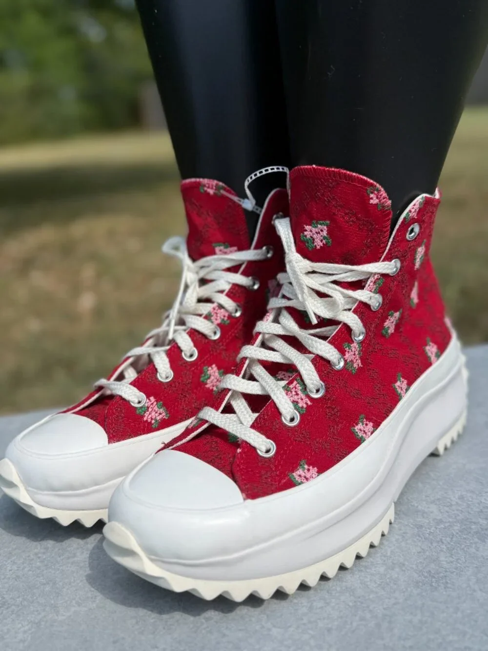 Converse Run Star Hike Mens 13 Womens 14.5 Red Floral Platform Coquette Y2K 4245